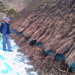 かやぶき士武山先生が屋根の状態を確認